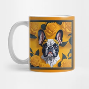 Dogs, French Bulldog and flowers, dog, style vector (yellow version French Bulldog) Mug